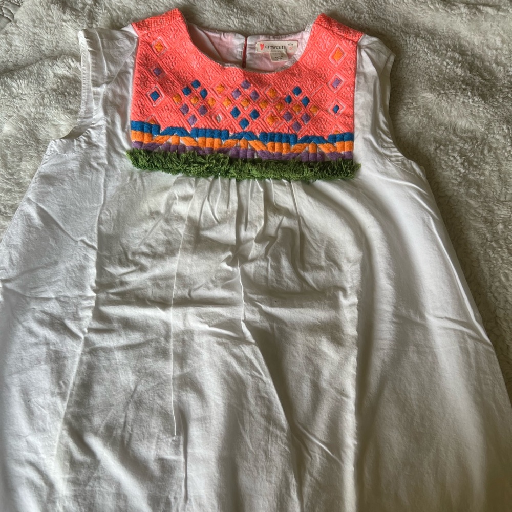 CREWCUTS-J CREW 16 GIRLS Embroidered White - Neon Coral Summer DRESS size 5